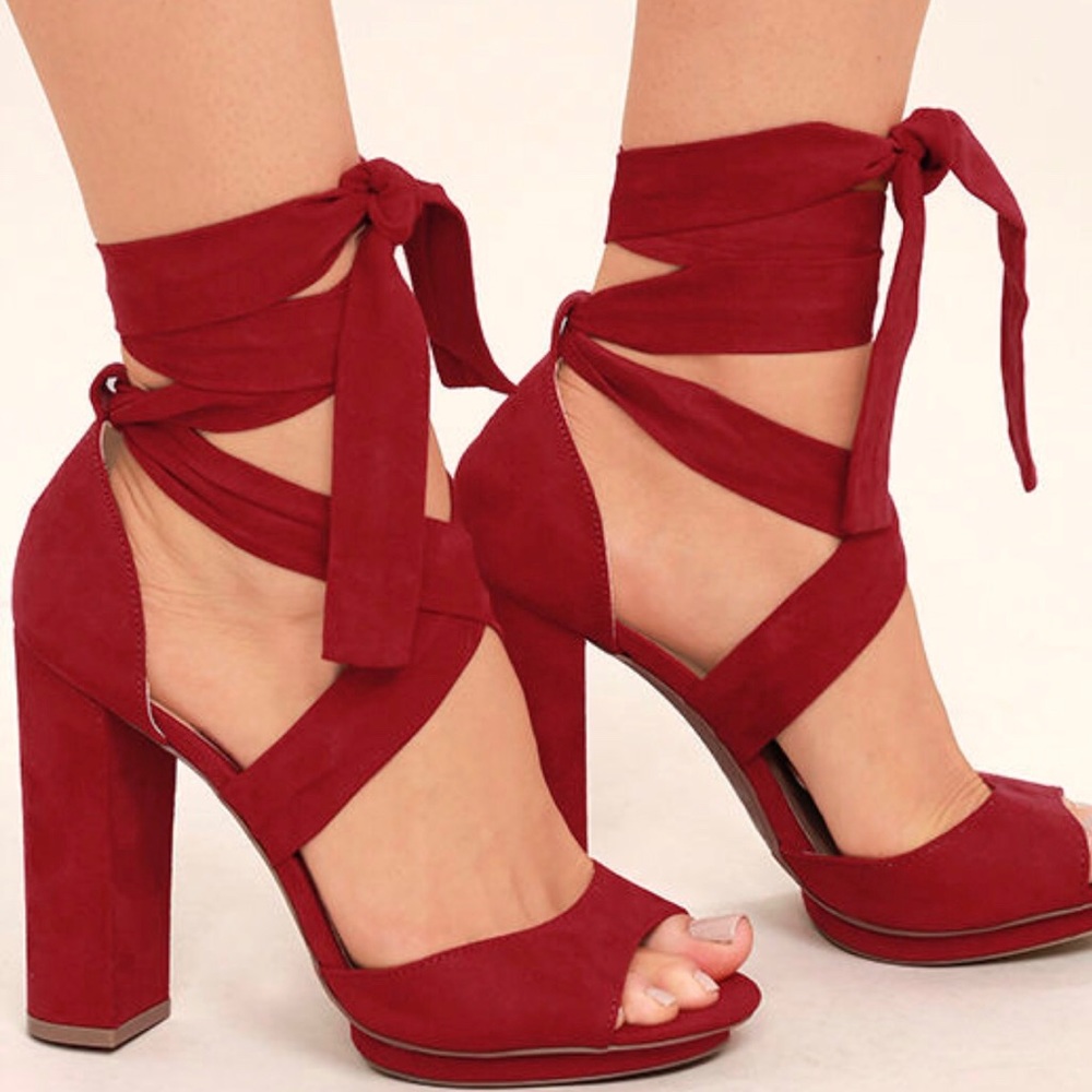 Dorian Suede Lace-Up Platform Heels